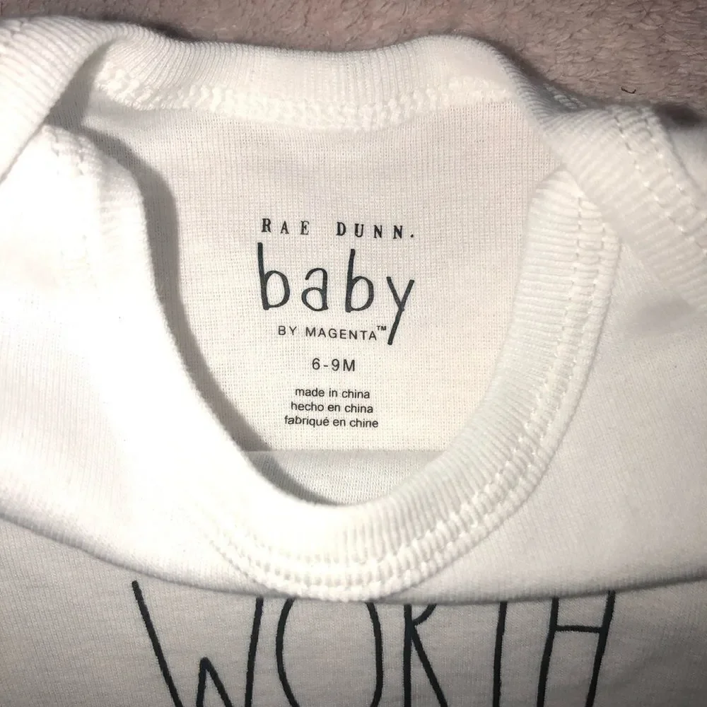 NWOT Baby 6-9M Rae Dunn Worth The Wait Onesie